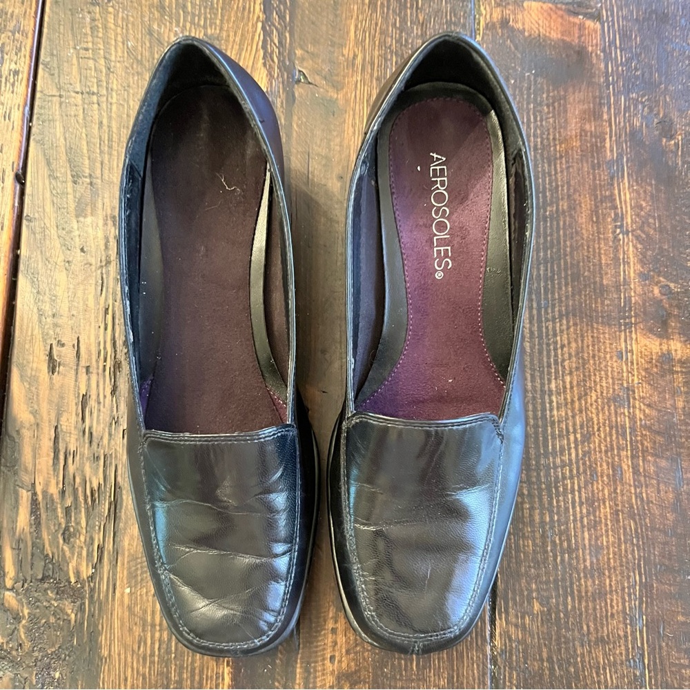 Aerosoles Women's Aerology Slip On Wedge Black Loafers Size 6 New No Box